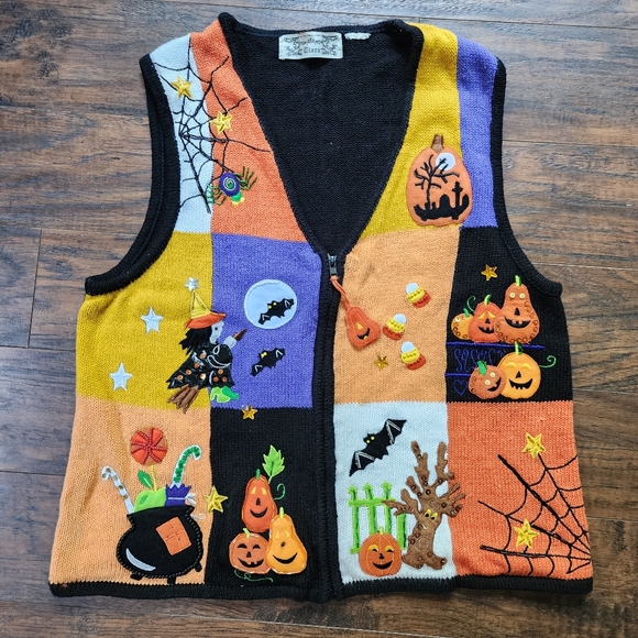 Tiara Sweaters - Vintage Tiara Halloween Fall Sweater Vest